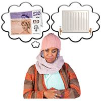 woman worried about heating costs