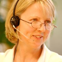 Lady answering telephone queries
