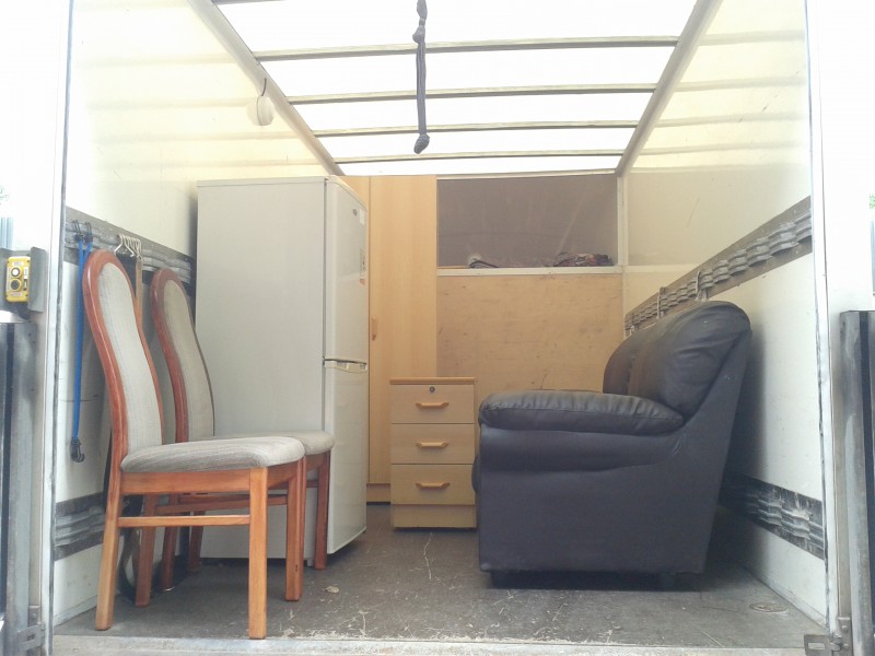 Donated furniture inside van