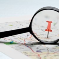 magnifying glass on a map