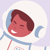 cartoon character in a space suit