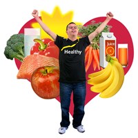 man who is proud of eating healthy